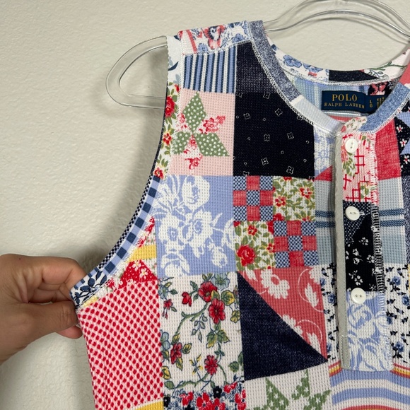 Polo Ralph Lauren size L maxi dress patchwork print waffle knit sleeveless - Picture 5 of 14
